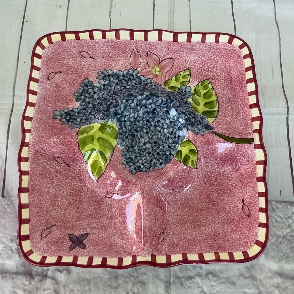 Vintage Gates Ware /Hydrangea By Laurie Gates Platter Serving Tray